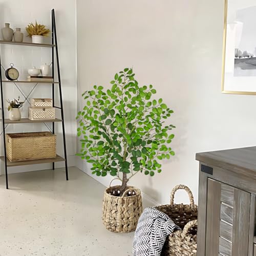 27" Artificial Tree in Pot, Realistic Faux Foliage with UV Resistant Leaves, Easy Assembly for Corner Floor Farmhouse Home Decor - color: Green-27"