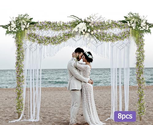 Artificial Baby Breath Flower Vines, Babys Breath Artificial Flowers Real Touch Faux Gypsophila Hanging Fake Baby's Breath Garlands for Wedding and Baby Shower Decor 2Pcs 5.8ft（Purple） - color: Purple