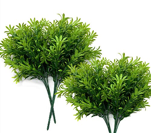Artificial Plants, Plastic Shrubs Soft Grass Fake Greenery, Outdoor Indoor Home Garden Verandah Parterre Wedding Garland Table Centerpieces Decoration UV Resistant Planter Filler 4 pcs - color: Soft Grass / 4pcs