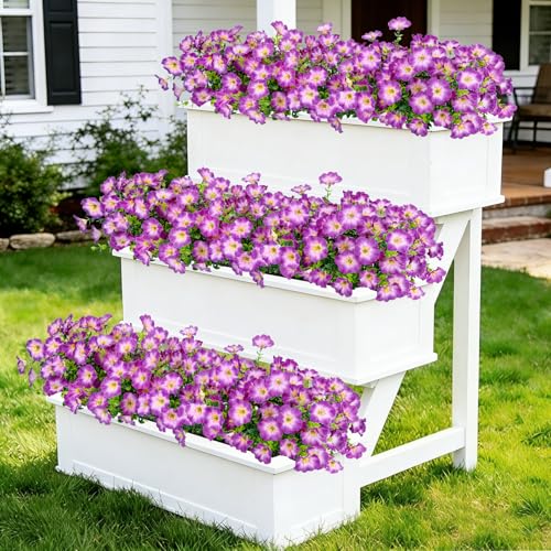 Roberly 12 Bundles Artificial Flowers for Outdoors, Fake Flowers Silk Morning Glory with Eucalyptus UV Resistant Faux Plants for Spring Summer Garden Outside Porch Patio Yard Home Decor, Fuchsia - color: Fuchsia