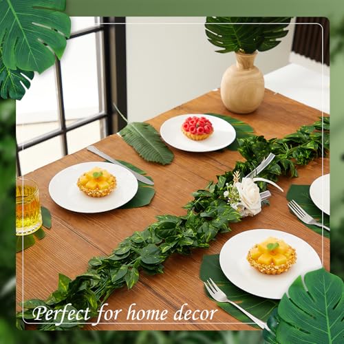 XunYee 60 Pcs Total 82.5 ft Jungle Theme Party Decoration, Tropical and Monstera Palm Leaves, 2026 Artificial Ivy Rattan Vines, Fake Greenery Faux Leaves for Baby Shower Safari Party Decoration Set - style: Ivy Vines