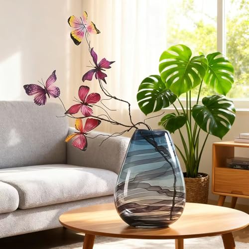 Artificial Butterfly, Silk Butterflys, Butterflies for Crafts for Floral Arrangements, 3D Butterfly Stakes Decor, Patio Plant Pot, Flower Bed Home Decor - color: Purple Series-1 Branch