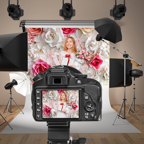 12x10ft Pink and White Paper Flowers Background Photography Backdrop Paper Flower Wall Gorgeous Wedding Flower Backdrops Beautiful Bride Baby Newborn Kids Background Props Portraits Booth - size: 12x10ft