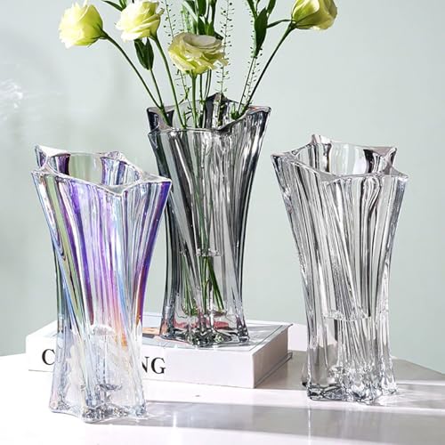 Crystal Glass Vase – Heavy Crystal Vase for Flowers with Weighted Bottom, Thick Durable Decorative Vases for Modern Home Decor, 9.8″ 3.5lb Clear Centerpiece (Smoke Gray X 2) - color: Smoke Gray X 2
