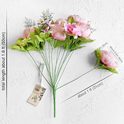 FiveSeasonStuff Vintage Artificial Peonies Silk Peony Flowers and Hydrangeas for Wedding Bridal Home Décor – Beautiful Floral Centerpiece Arrangement Decoration with 2 Bouquets (Charm Pink) - color: Charm Pink