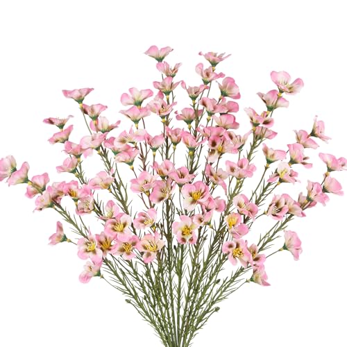 CITYES 10 Pcs Artificial Wildflowers Pink Fake Flower Stems 21" Silk Spring Flowers Forsythia Faux Wildflowers Floral Stems for Flower Arrangements Home Decor Indoor Outdoor Wedding Centerpieces - color: Pink 2