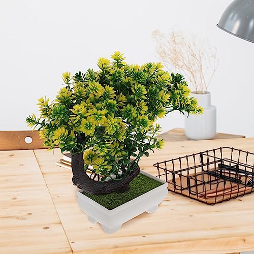 GANAZONO Green Artificial Plant Ornament Faux Bonsai for Room Office Kitchen Study Room No Watering - color: Yellow