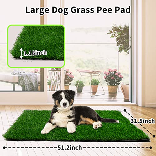Grass Pad for Dogs 51.2 x 31.5 inches - Fast-Drain Soft Artificial Grass for Pets Potty Training - Easy to Clean - for Dog Indoor Outdoor Use (1 Pack) - size: 51.2x31.5 Inch