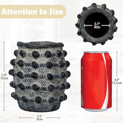 Rustic Farmhouse Vase, Boho Smoky Black Vase for Pampas Grass Small Textured Knotted Vases for Flowers Decorative Cement Floral Vases for Home Decor, Living Room, Dining Table - color: Smoky Black