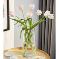 Clear Glass Flower Vase with Gold Mouth for Centerpieces Home Wedding Decoration (1, Large 5.2" x 9.9“) - size: Large 5.2\" x 9.9“