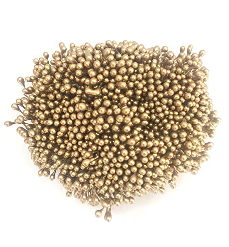 1800 Pcs 1.5mm Mini Pearl Double Heads Flower Stamen Pistil Handmade Artificial Flowers Wedding Party Home Decoration DIY Christmas Scrapbook Accessories Gold - color: Gold