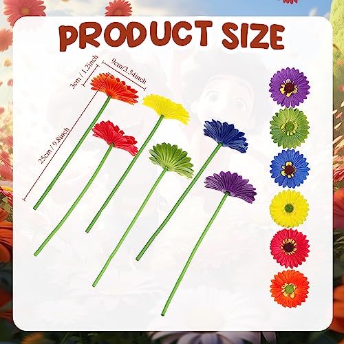 Zeyune 24 Pcs Artificial Gerbera Daisy Flowers Bulk 3.54 Inch Mexican African Daisy Faux Flowers with 9.84 Inch Stems Multicolor Artificial Gerbera Daisies for Wedding Party Kitchen Garden Decor
