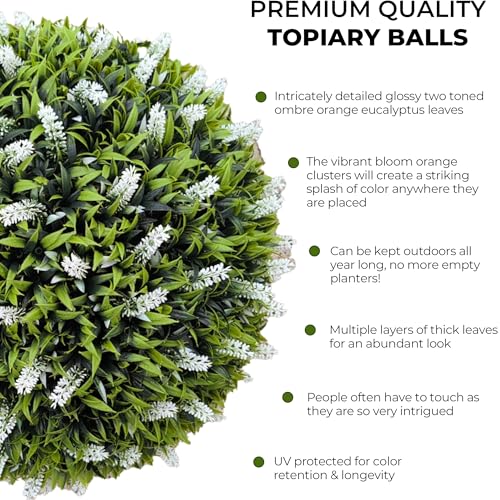 365 Curb Appeal 23" XL Lilac Topiary Balls (White Lilac, 2 Topiary Balls (4 Halves)) - color: White Lilac, size: 2 topiary balls (4 halves)