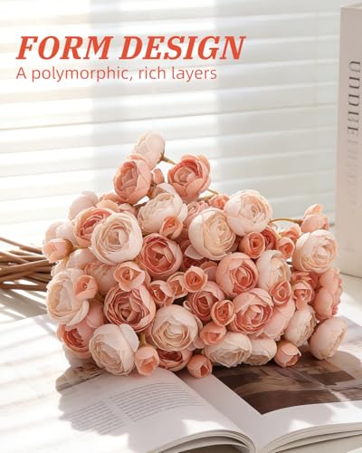 24 Pcs Ranunculus Artificial Flower Faux Silk Mini Ranunculus Flowers Fake Flowers for DIY Bouquet,Centerpieces Tables, Wedding Decor, Bridal Shower Decorations,Home Decor - color: Dusty Rose