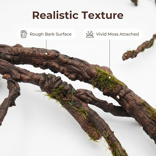 98.4in Artificial Creepy Flexible Tree Branches Halloween Wreath Moss Vines | Bendable Twisted Plants Twigs Wall Hanging Grape Garland Faux Wood Tree Trunk Cherry Blossom Outdoor Jungle Arch Decoration