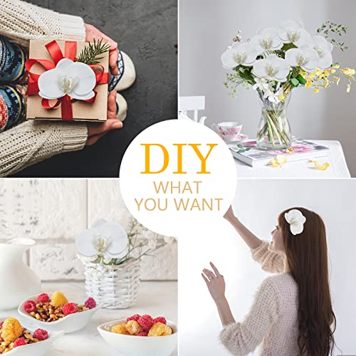 LARDUX Fake Flower Heads -Pack of 20 Artificial Orchid Heads Faux Butterfly Flower Head Bulk for DIY Wedding Crafts Party Centerpieces Home Decor -White - color: White