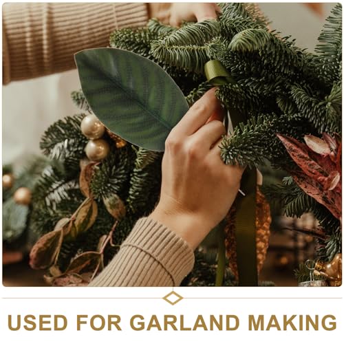 VOSAREA 30pcs Artificial Magnolia Leaf Stems Branches : Faux Green Leaves Garland for Home Decor — Realistic Fake Plant Wreath & Large Flower Spray Arrangement Filler