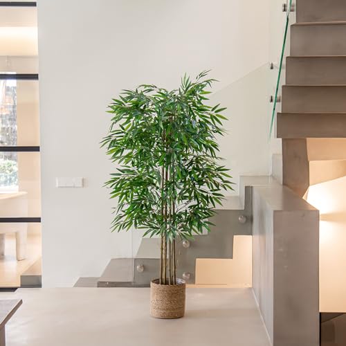 Maia Shop 5ft Artificial Bamboo Tree Plant for House, Apartment or Office – Realistic Fake Indoor Plants for Living Room, Bedroom, Bathroom, Entryway or Patio – Faux Greenery for Home Décor - color: Bamboo, size: 5ft