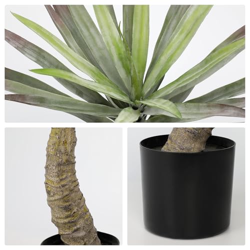 Briful Large Agave Plants Artificial 27.5in Tall Fake Potted Agave Plant Indoor Faux Succulent Tropical Plants for Home Office Room Balcony Garden Outdoor Decor - color: Frost Green
