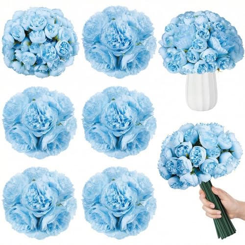 XunYee 85 Pcs Blue Artificial Peonies Faux Silk Flowers Bulk for Vase Spring Vintage Faux Peony Bouquet Florals Stems Arrangements for Wedding Table Centerpiece Farmhouse Birthday Vase Filler - color: Blue