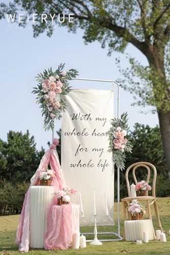 Artificial Wedding Arch Flowers Kit(Pack of 2) for Wedding Arch, Bridal Shower, Ceremony and Reception Backdrop Decoration (Romantic Pink) - color: Romantic Pink