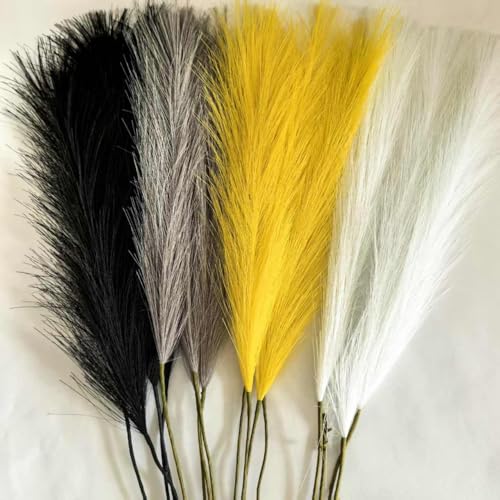 LSKYTOP Yellow Pampas Grass Decor,23Inch 16pcs Faux Pampas Grass Bouquets Artificial Pampas Fake Pampas Flower for Home Living Room Bedroom Vase Decor - color: Yellow 16pcs
