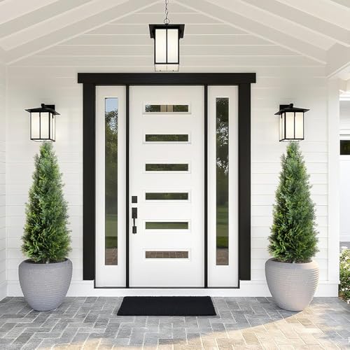 Artificial Cedar Trees with Ground Stakes, 3 Feet Tall, UV-Resistant Faux Cypress Plants for Indoor Outdoor Garden, Green, 2 Pack
