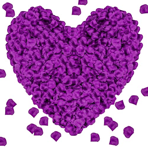 Pyrrhiax 1000Pieces Rose Petals, Artificial Flower Petals Fake Rose Petals Silk Red Rose Petals for Romantic Night,Wedding,Proposal Anniversary Flower Decorations (Deep Purple) - color: Deep Purple, size: 1000pcs