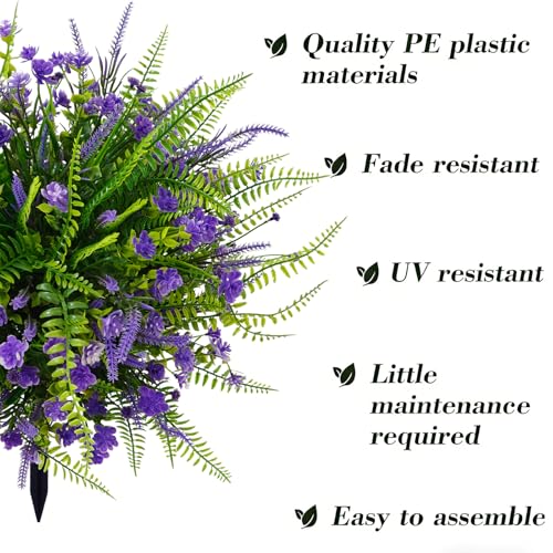 Artificial Boxwood Plants Outdoor with Stake,Set of 2 Artificial Topiary Ball Flowers Faux Shrubs Bushes with Spike, UV Resistant Fake Flowers Ball Tree for Planter Filler Garden Front Porch D17 - style: Spring