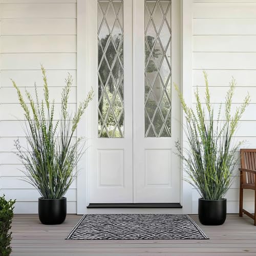 2 Pack Faux Plastic plantas Synthetic Pampas Grass Indoor Outdoor Realistic Floor Plants Lifelike Artificial Cattail Reed Grass for Home Office Wedding Front Fake Grass Decor Housewarming Gift - color: Green, size: 4FT