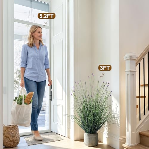 Lifelike Fake Lavender Faux Plastic plantas Synthetic Pampas Grass Indoor Outdoor Realistic Floor Plants Artificial Tall Grass Plant for Home Office Wedding Patio Front Decor Housewarming Gift - color: Artificial Feather Grass, size: 3.2FT