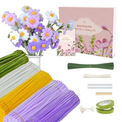 balinging 500pcs Pipe Cleaners Craft for Flowers,Chenille Stems for DIY Flower Making Kit,Pipe Cleaners Projects Creative for DIY Art and Craft,Ideal for Holiday Decoration(Daisy) - color: Daisy