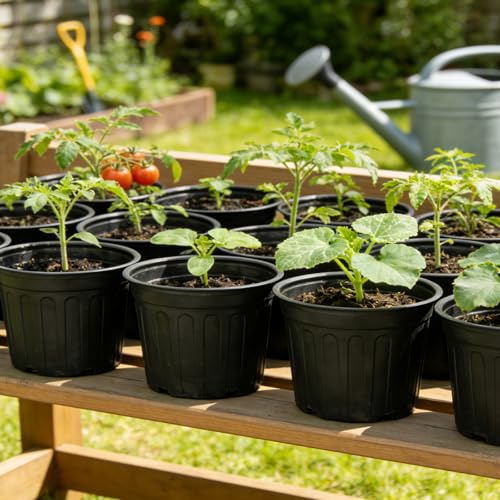 24-Pack 3 Gallon Flexible Plastic Plant Pots with 30Pcs Plant Labels,Thickened Soft Seed Starting Container for Indoor Outdoor Plants, Seedlings, Vegetables, Succulents and Cuttings - size: 3 Gallon