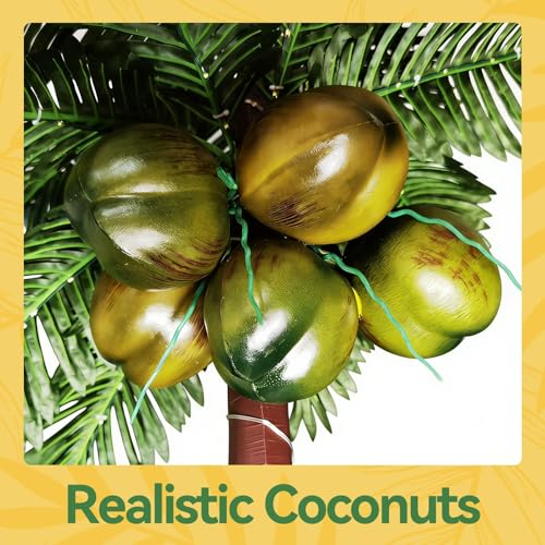 Ledido 7FT Lighted Palm Trees for Outside Patio, 179LED Palm Tree Outdoor with 5 Coconuts Bendable Leaves Waterproof, Artificial Fake Trees for Pool, Yard, Deck, Home, Party, Indoor Christmas Decor - color: Warm White, size: 7ft