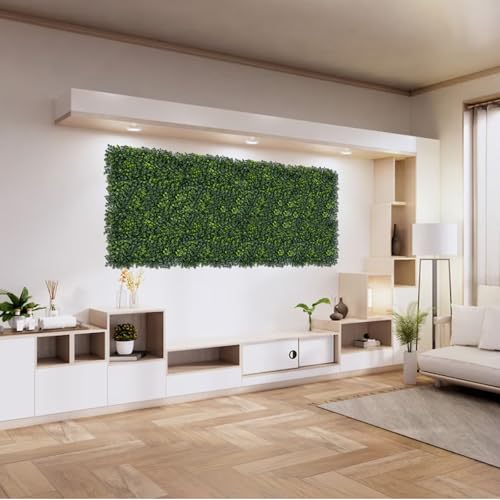 Grass Wall Panels 12 PCS 10"x 10" Artificial Boxwood Panels with 50 Zip Ties, Fake Greenery Backdrop Wall Grass Backdrop Artificial Plant Walls for Outdoor Indoor Garden Fence Backyard and Decor - size: 10x10Inch 12PCS