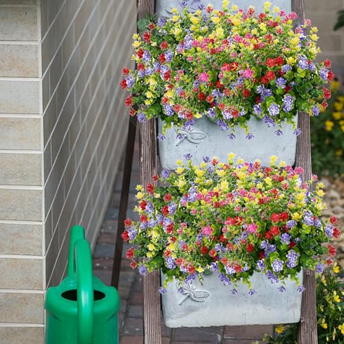 NETAP Outdoor Artificial Flowers UV Resistant, 20 Bundles Fake Realistic Floral Greenery Plants for Outside Porch, Window Boxes, Garden, Yard, Inside Home Table Decor, MixColorB - color: Mixcolorb