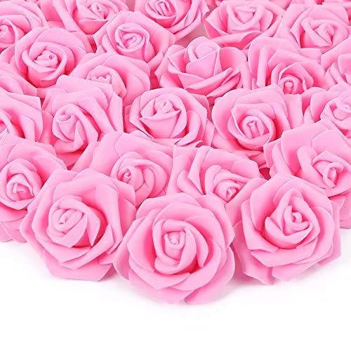 Artificial Rose Flower Heads, 100pcs Pink Foam Roses Bulk Artificial Flower for DIY Wedding Bouquets Centerpieces Arrangements Party Baby Shower Home Decor (Stemless, Pink) - color: Pink, size: 100PCS