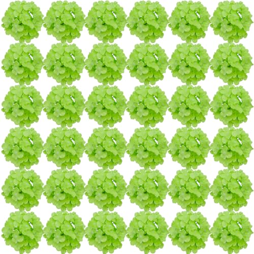 FagusHome Silk Hydrangea Heads 36 Pcs Artificial Flowers Heads and 3 Dozens Stems Fake Hydrangea Flowers with Stems for Home Wedding Decor (Green) - color: Green