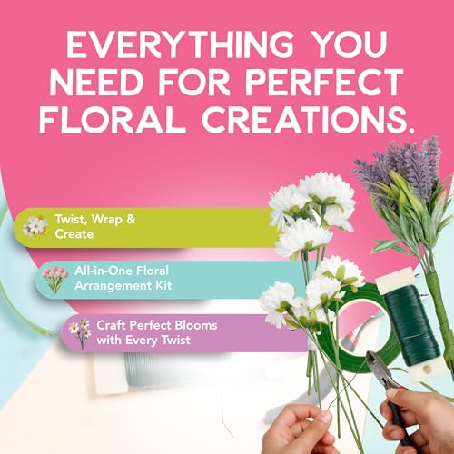 Incraftables Floral Tape & Wire Bundle – 4 Rolls (White, Light Green, Green, Dark Green), 100pcs Stem Wire, 30m Wreath Wire, Wire Cutter – Complete Bouquet & Flower Crafting Kit