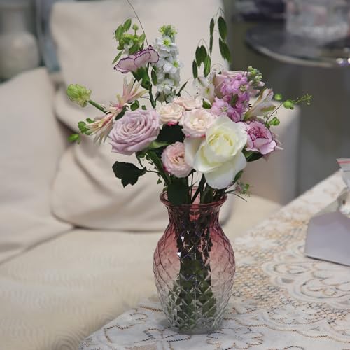Vase for Flowers Small Glass Vases for Home Decor Table Centerpieces Living Room Bedroom Bookshelf Kitchen Modern Office Wedding Decoration Vintage Flower Vases Red White - color: Red White