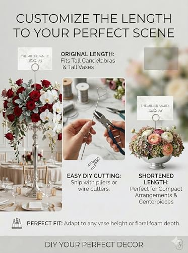 30Pcs Floral Card Holder Picks-Wire Place Card Holder for Wedding-Metal Photo Picture Clip Holder-Table Name Number Holder,Memo Note Holder for Flower Arrangement,Wedding,Baby Shower,Party,Decorations (Silver, Round) - color: Silver, size: Round