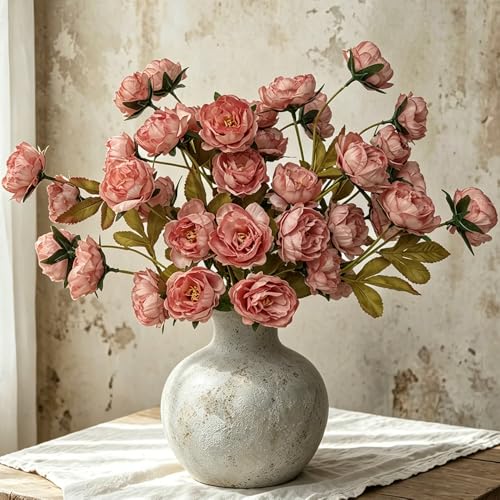 6 Pack 30" Artificial Peonies Flowers for Vase, Fake Silk Peony Long Stem Flowers for DIY Bouquets Wedding Centerpieces Home Decor (Dusty Pink) - color: Dusty Pink