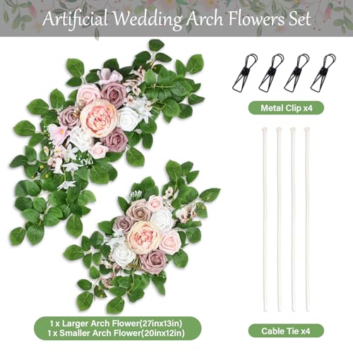 Pink Arch Flowers for Wedding, Artificial Arch Wedding Flowers Set of 2, Artificial Floral Swags for Bridal Shower Decoration, Baby Shower, Photo Backdrop Decor, Wedding Decoration (Pink) - color: Pink