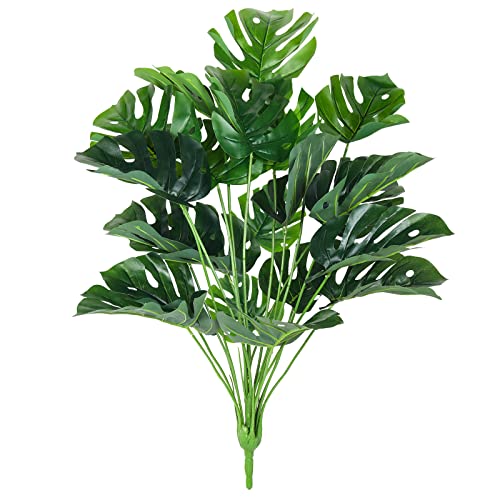 RECUTMS Artificial Palm Tree Leave Plants Faux Large Tropical Monstera Turtle Leaf Indoor Outdoor UV Resistant Fake Plant Greenery Hawaiian Luau Jungle Beach Party Home Garden Spring Summer Decoration - color: Palm Plants Tree