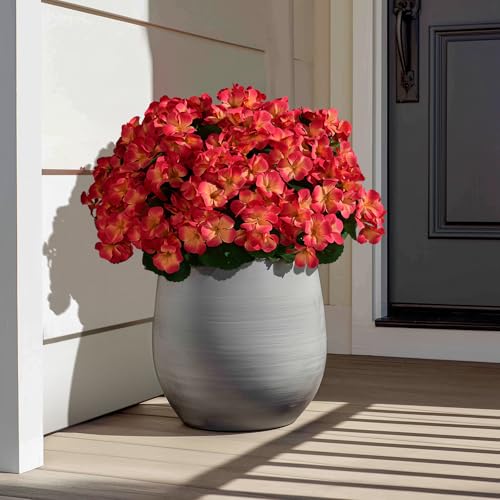 Artificial Crabapple Flowers for Outdoor 10 Pcs Artificial Chinese Flower Fake Flowers with Stems Silk Realistic Floral Arrangement for Front Door Porch Planter Patio Balcony (Orange) - color: Orange