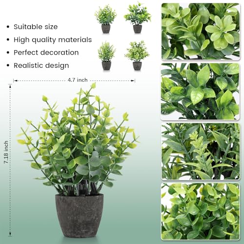 FAVOWREATH 2 Pack Fake Plants Ceramic Mini Artificial Greenery Potted Plants for Home Decor Office Decor Room Decor Farmhouse Decor Indoor Table Bathroom Decor - color: 2 Black