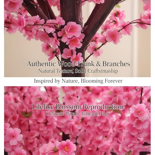 Artificial Blossom Cherry Trees Indoor Decor - Handmade Natural Fake Cherry Blossom Tree, Pink Blossom Tree for Outdoor Party Wedding Anniversary, Yard Decoration - size: 4 ft