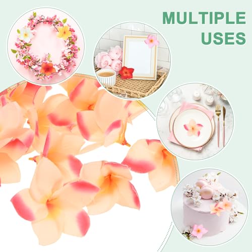 M METERXITY 10-Pack Artificial Plumeria Flowers, Fake Silk Heads Flower Hawaiian Plumeria Petal for DIY Crafts/Dress/Wedding/Party Decoration [Champagne+Red, 3.9"/ 10cm] - color: Champagne,red