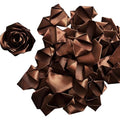 100 Count Prefabricated Satin Ribbon Petals, Craft Ready Components for DIY Eternal Roses & Everlasting Floral Arrangements(Brown) - color: 100 Pcs Coffee