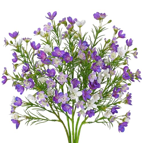 18inch Purple Artificial Flower with Stems, Silk Spring Flower Wildflowers Bouquet Summer Fake Flowers for Home Wedding Party Table Centerpieces Easter Decoration, 5PCS - color: Purple